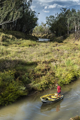 John Jenkyn travelling on the Condamine River Queensland
