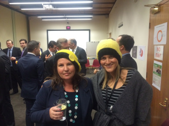 Greens MP Tamara Smith and her adviser Amy Phillips at the Carnival of Coal as Knitting Nannas