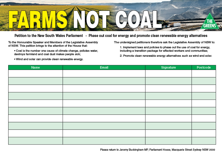 Farms Not Coal Petition